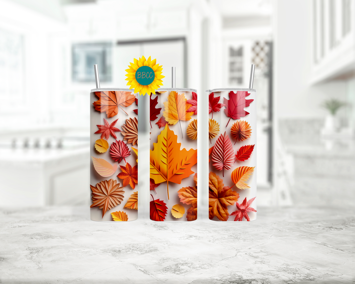 3D Leaves Tumbler
