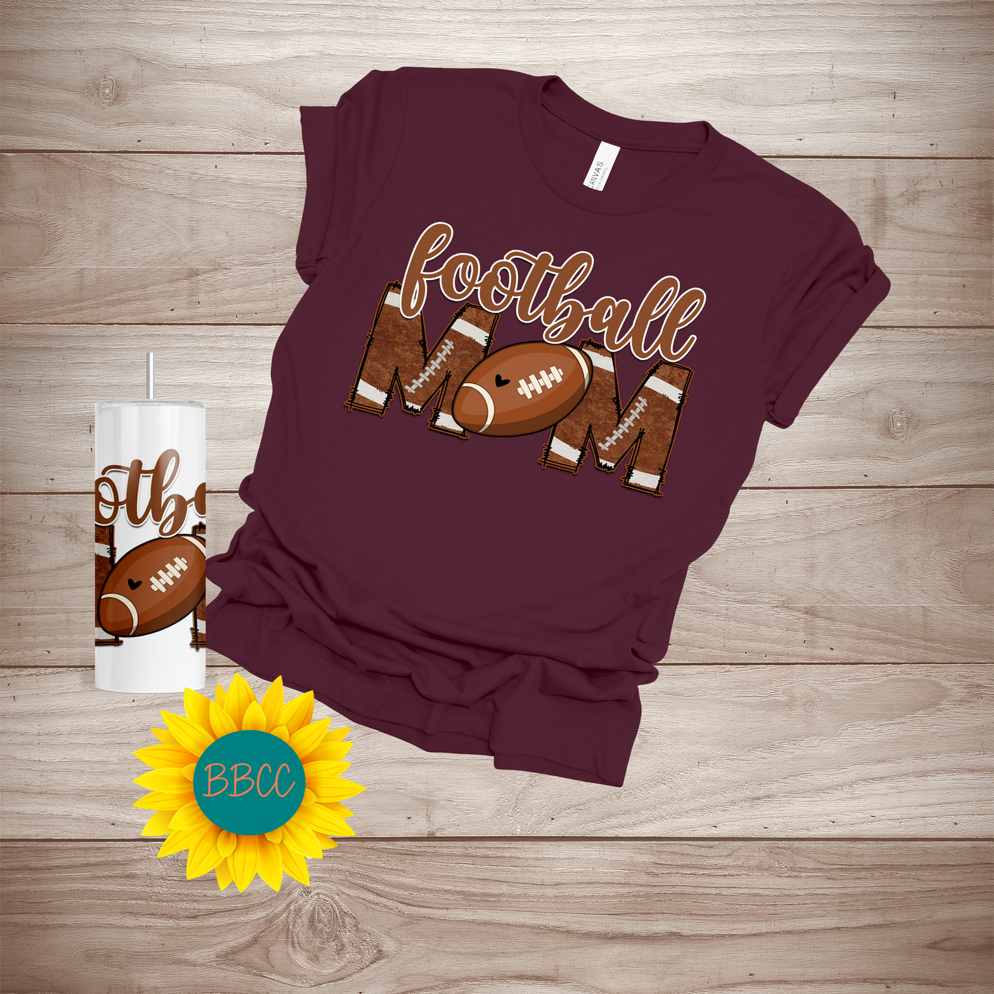 Football Mom T-Shirt & Tumbler Bundle