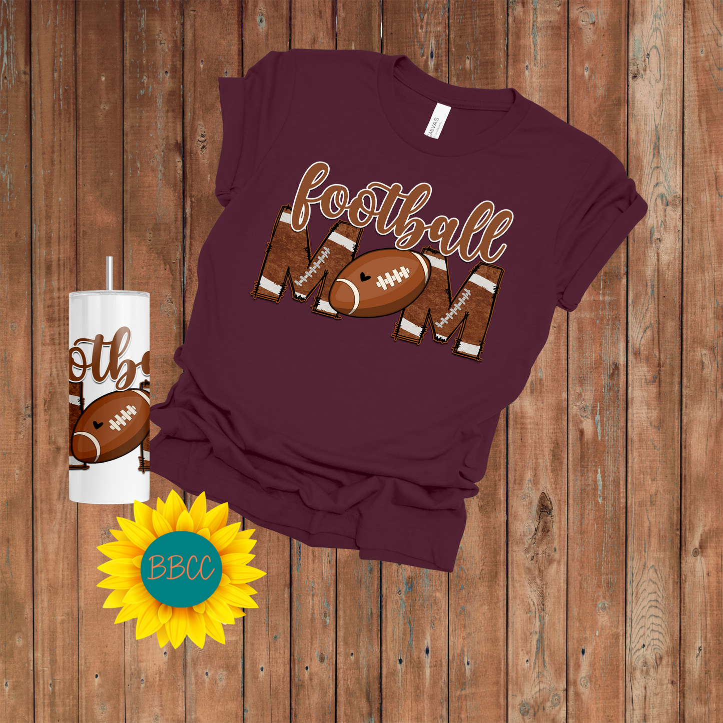 Football Mom T-Shirt & Tumbler Bundle