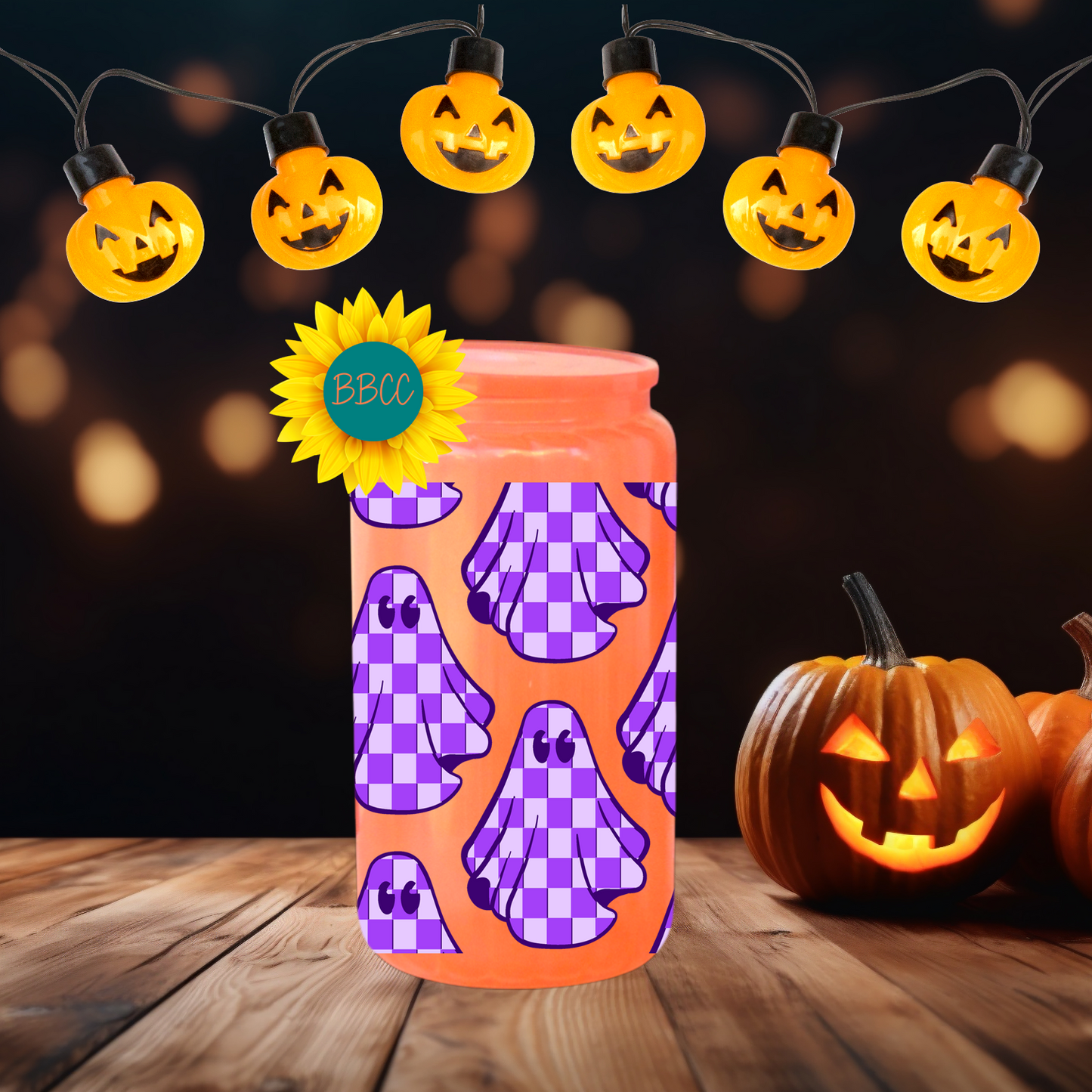 Purple Checkered Spirits Glow Tumbler
