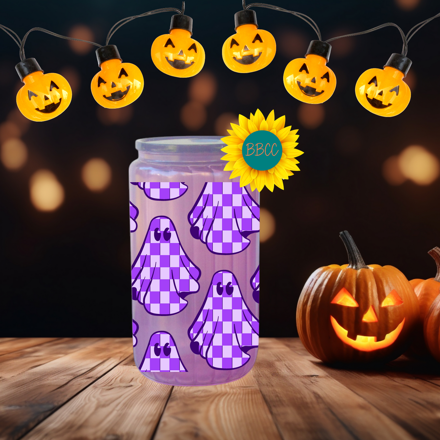 Purple Checkered Spirits Glow Tumbler