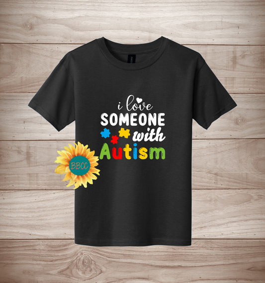 Youth Autism Awareness Love Someone T-Shirt