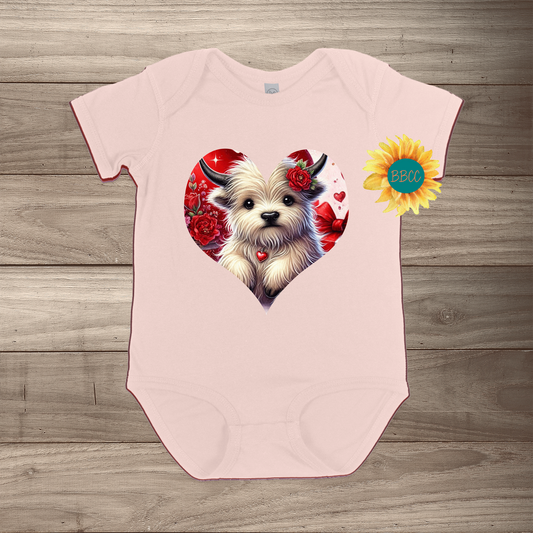 White Highland Cow Short Sleeve Romper