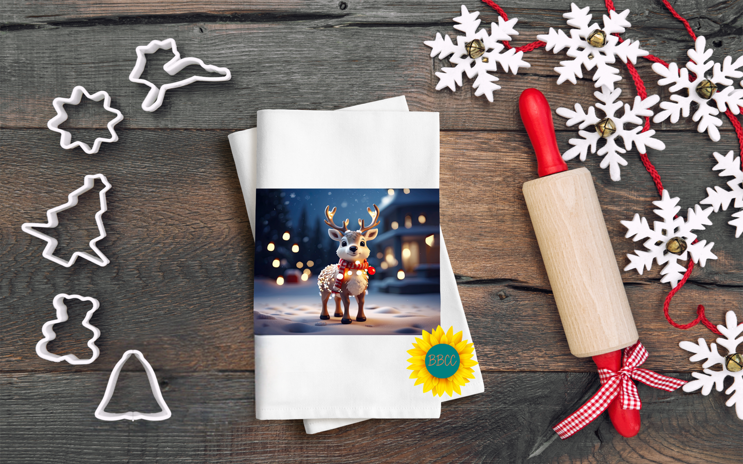 Cute Deer with Scarf Tea Towel