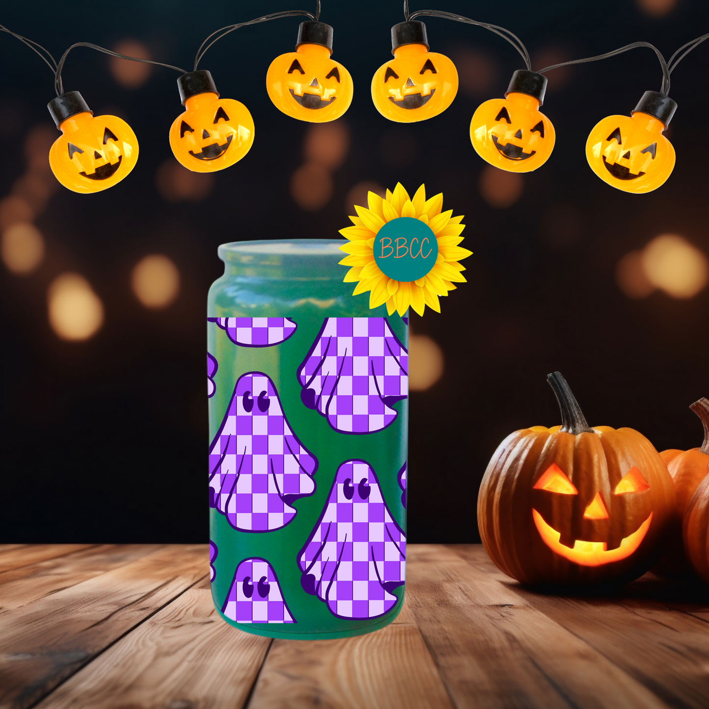 Purple Checkered Spirits Glow Tumbler