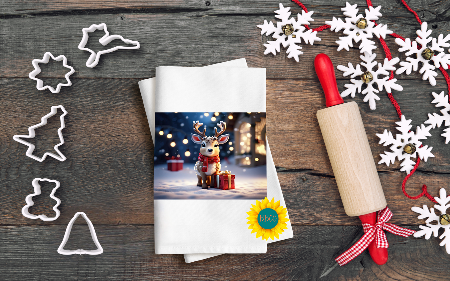 Cute Deer with a Gift Tea Towel