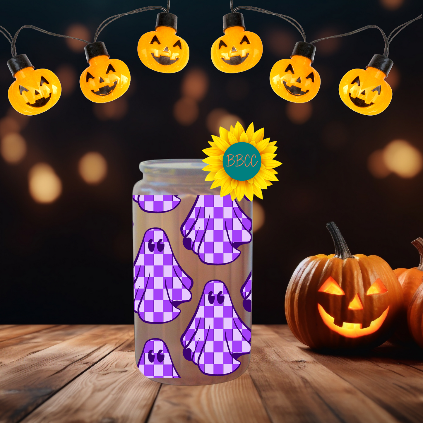 Purple Checkered Spirits Glow Tumbler
