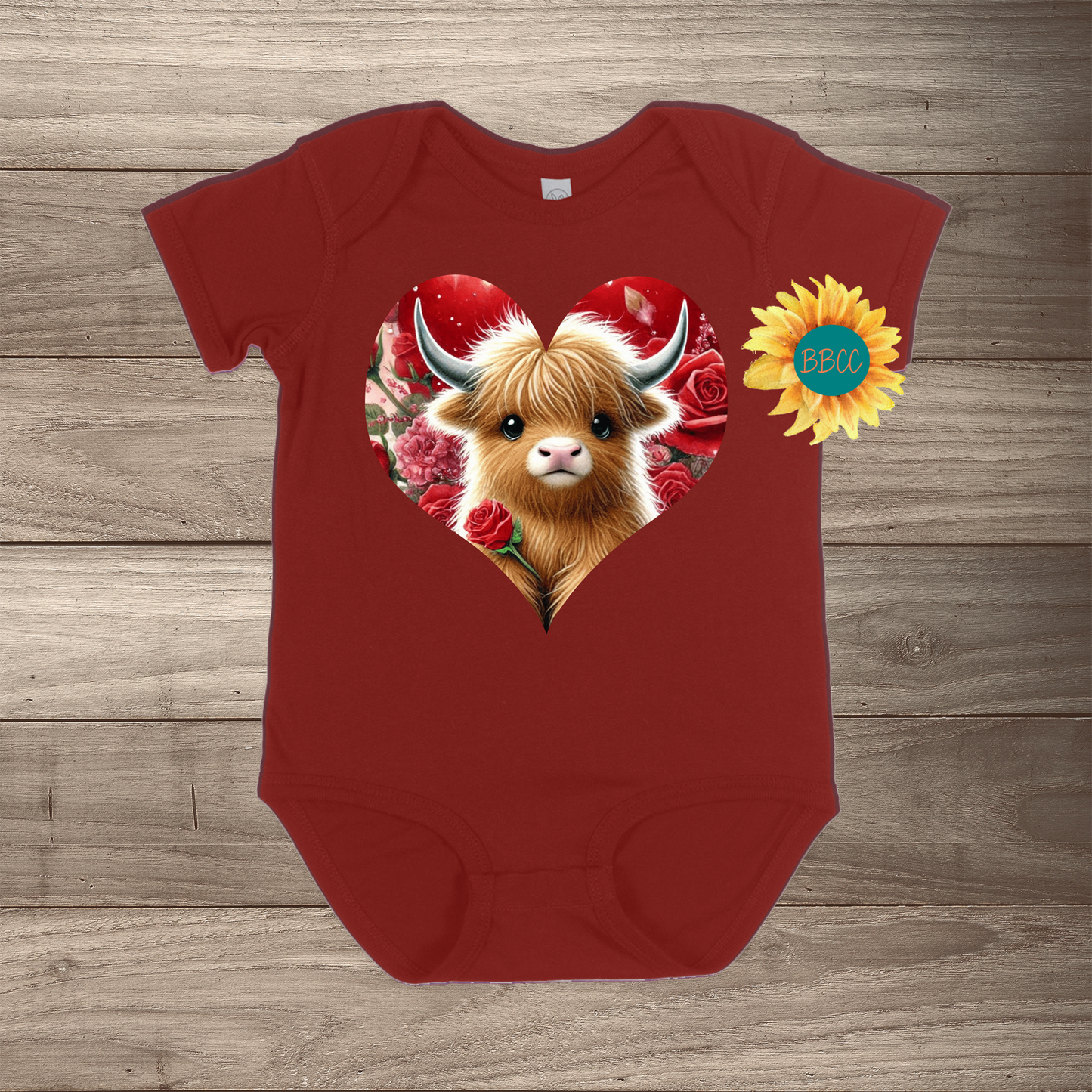 Brown Highland Cow Short Sleeve Romper