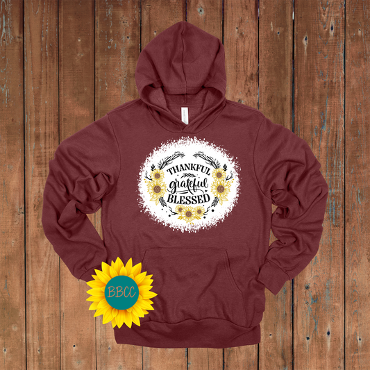 Adult Thankful, Grateful, Blessed Hoodie