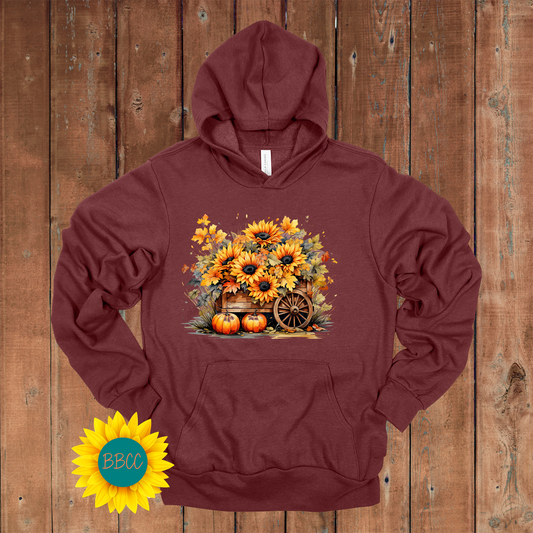 Adult Wheelbarrow Sunflowers Hoodie