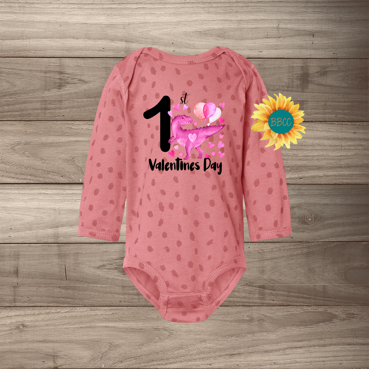 1st Valentine's Day Dino Long Sleeve Jumpsuit