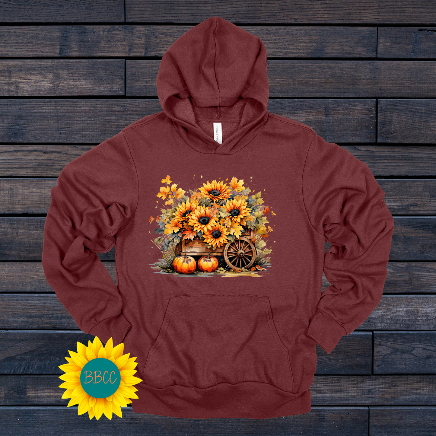 Wheelbarrow Sunflowers Hoodie
