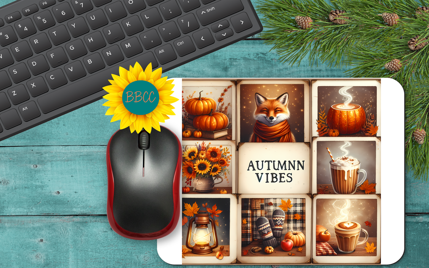 Autumn Vibes Collage Mouse Pad