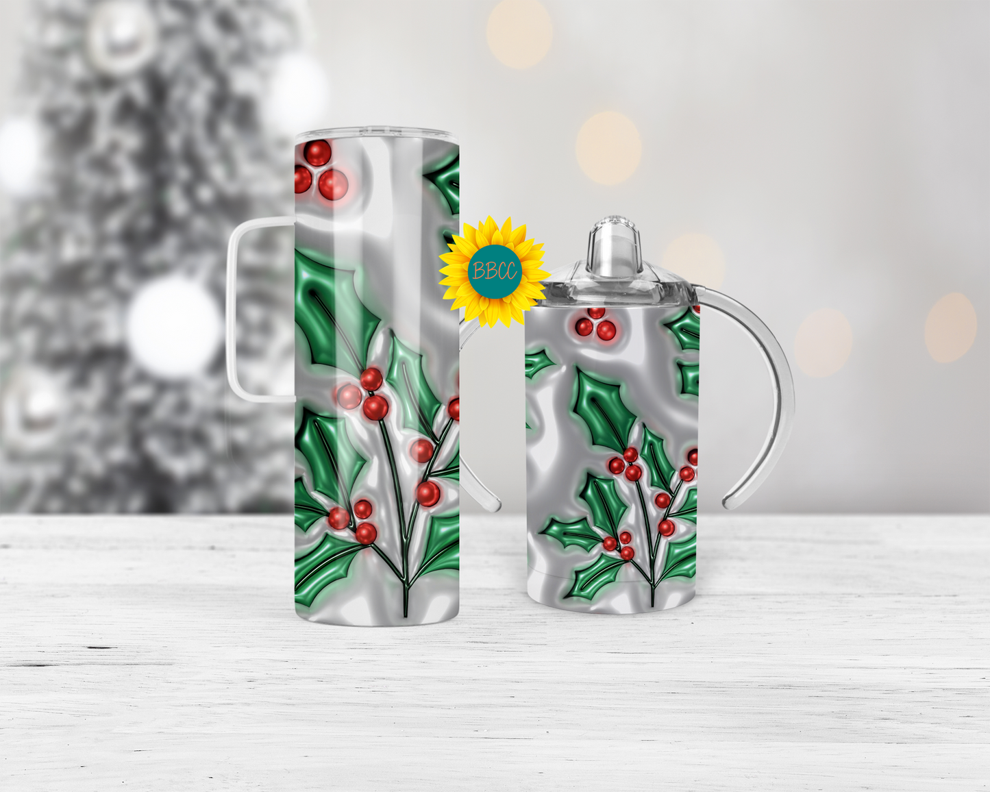 3D Holly Tumbler