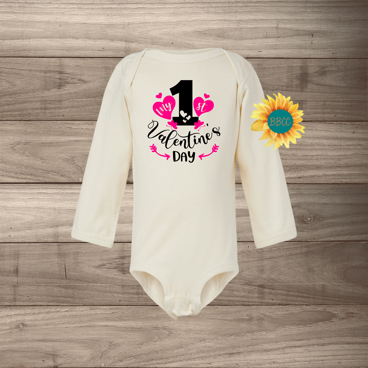 1st Valentine's Day Hearts Long Sleeve Jumpsuit