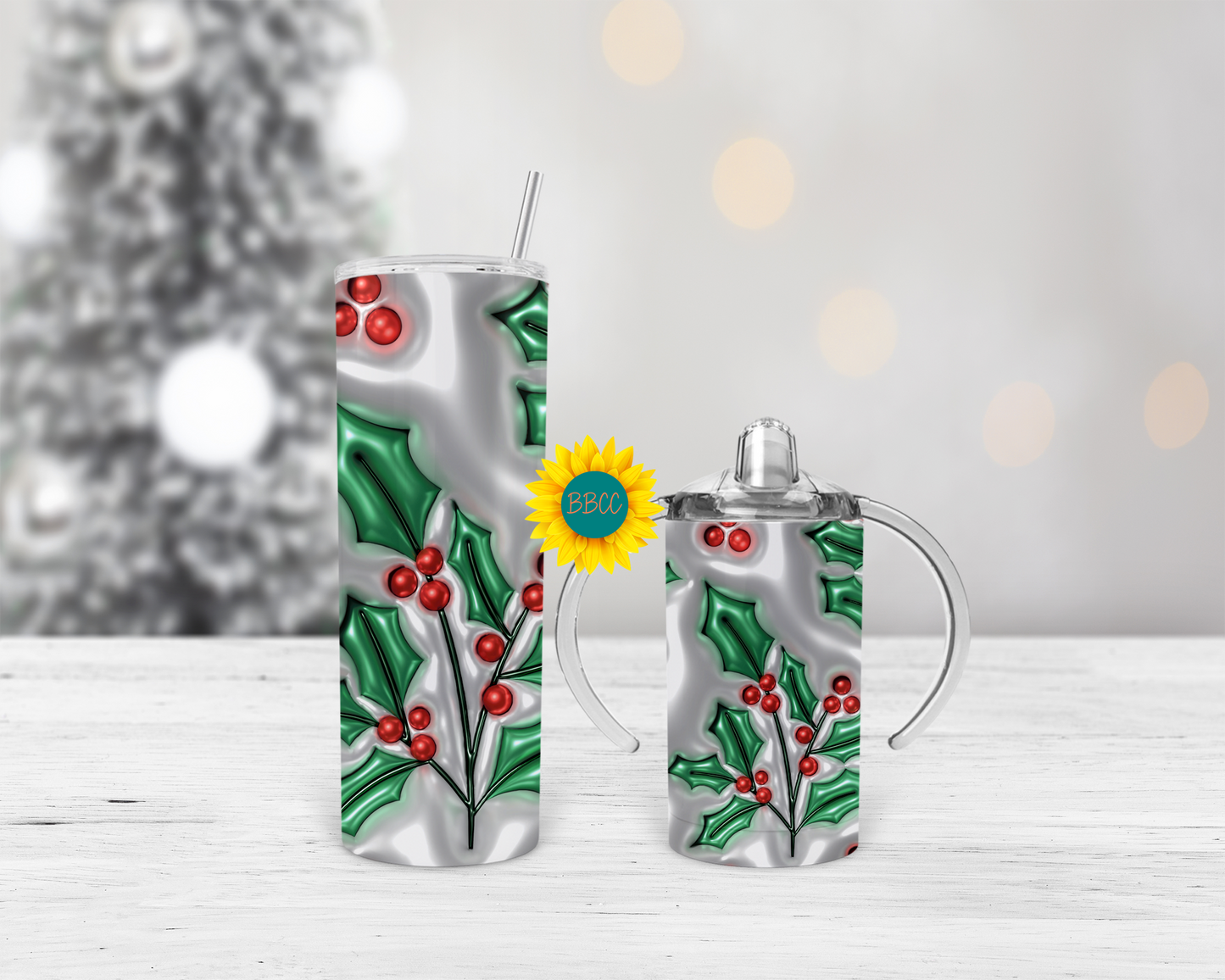 3D Holly Tumbler