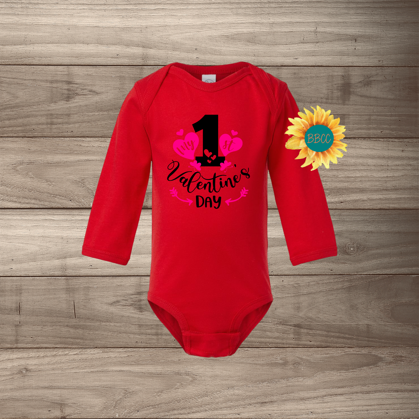 1st Valentine's Day Hearts Long Sleeve Jumpsuit