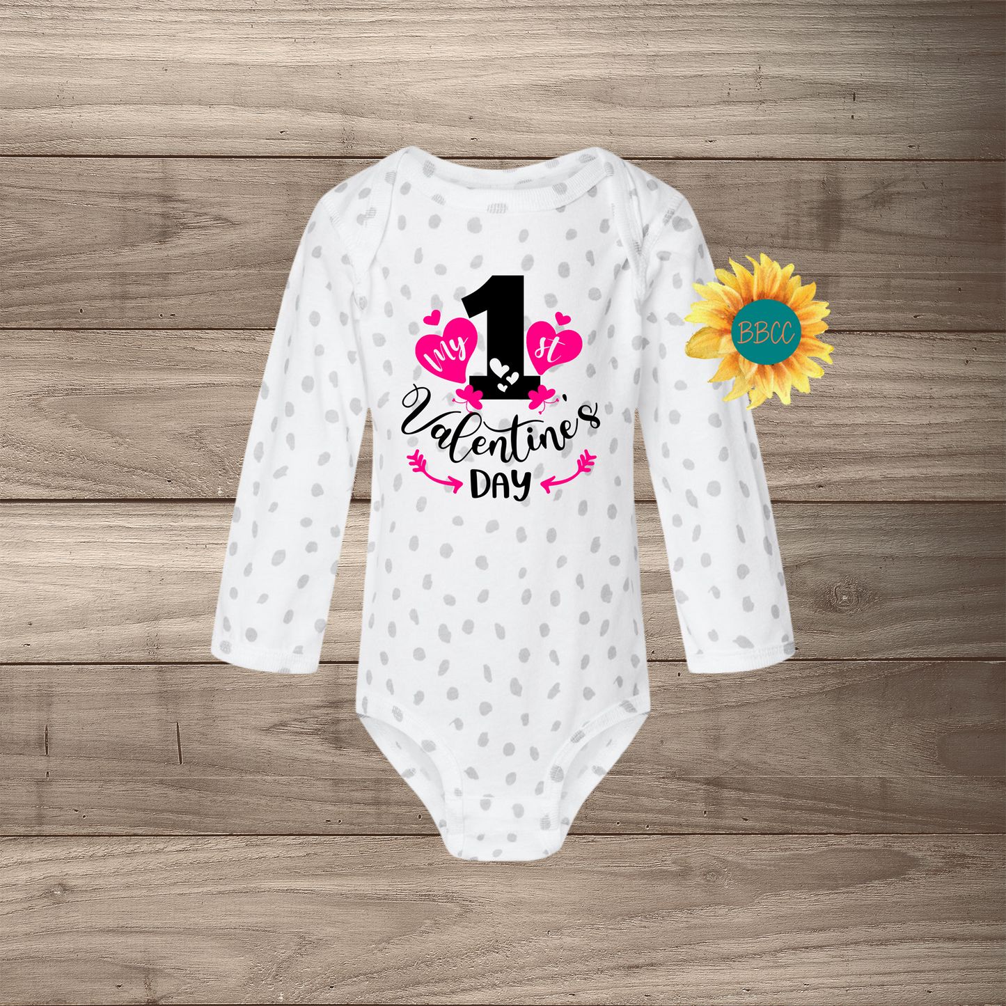 1st Valentine's Day Hearts Long Sleeve Jumpsuit