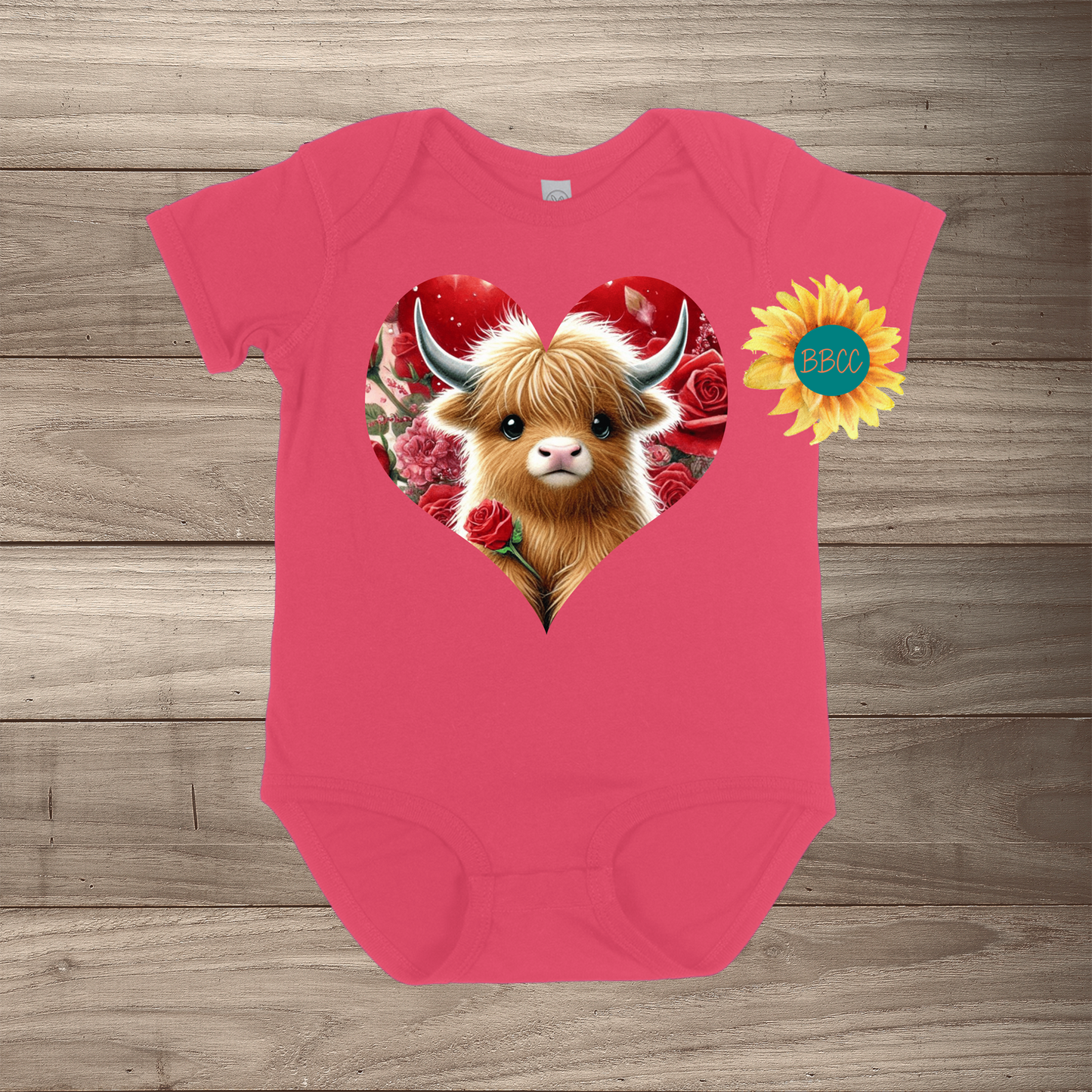 Brown Highland Cow Short Sleeve Romper