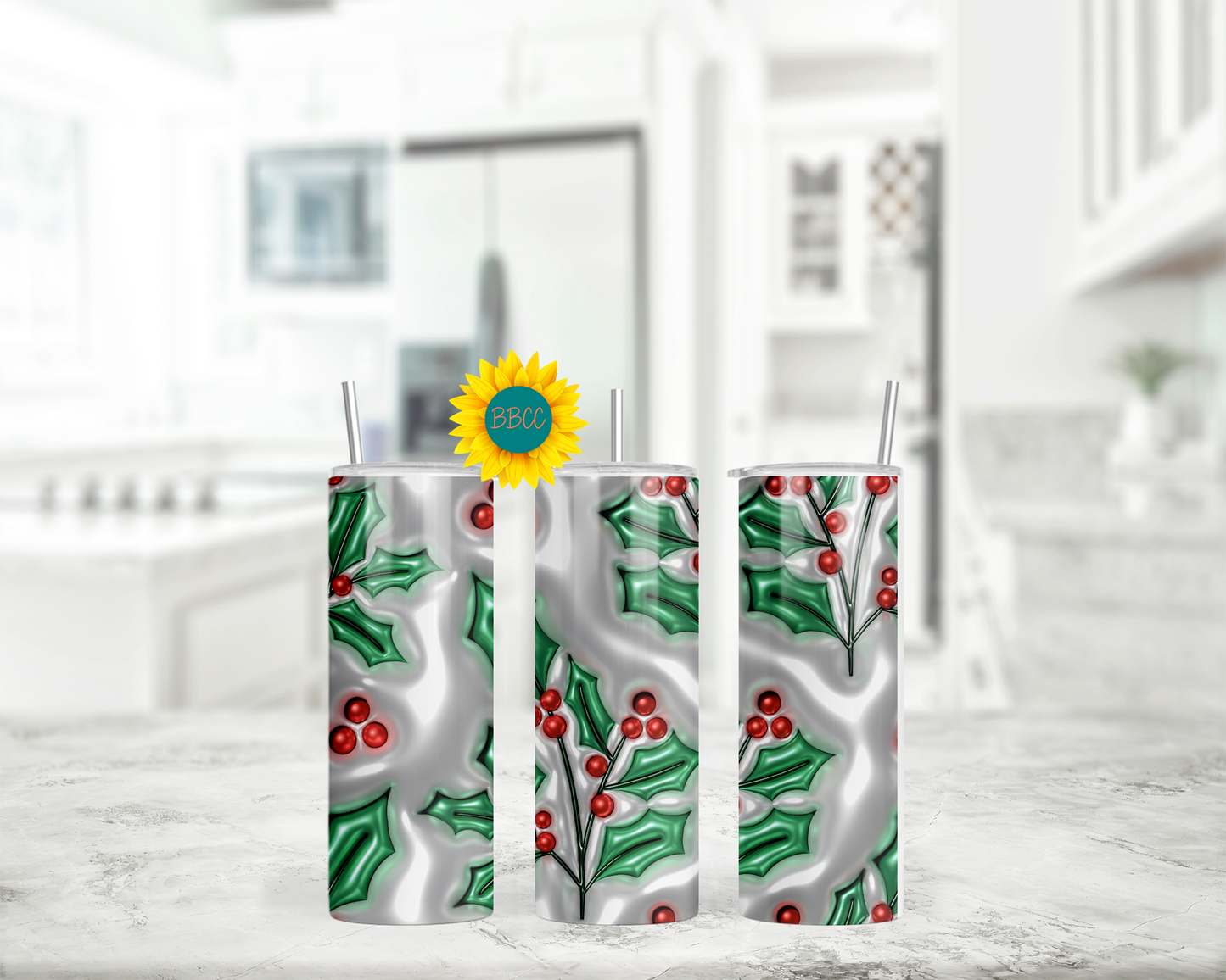 3D Holly Tumbler