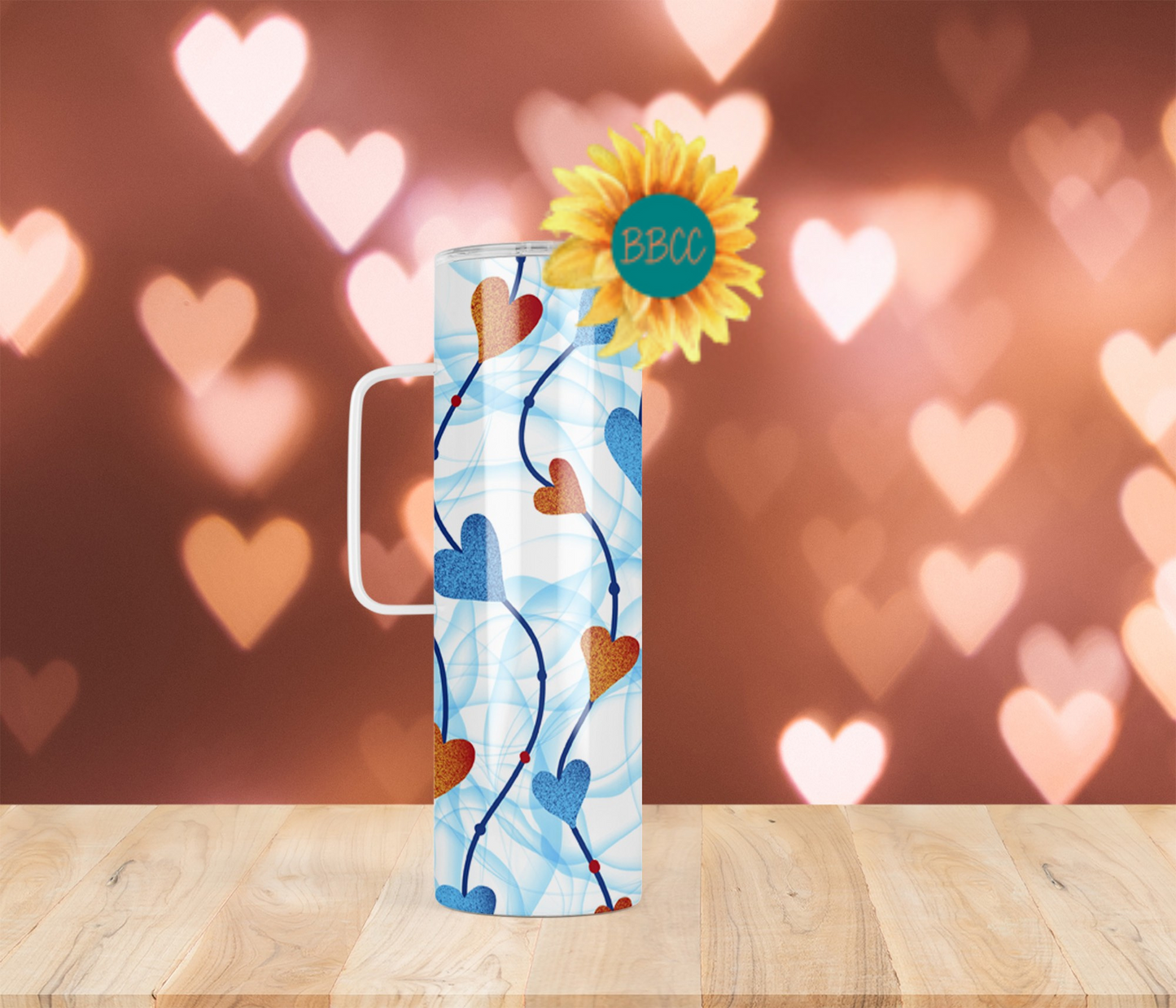 Blue and Red Hearts Tumbler