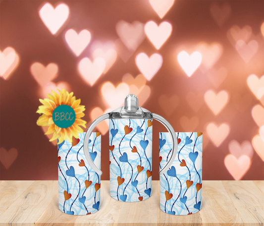 Blue and Red Hearts Tumbler