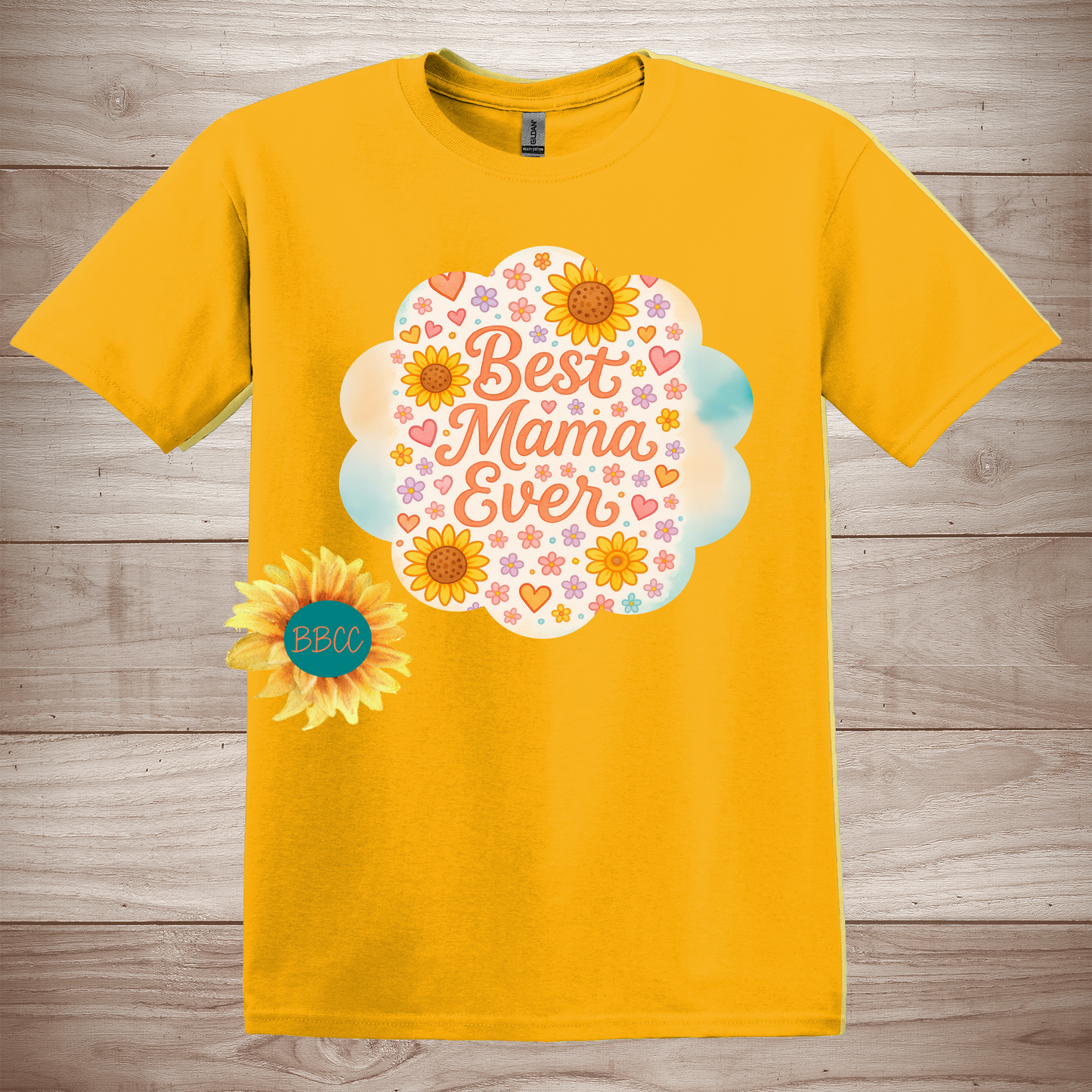 Best Mama Ever - Floral Sunflower T-Shirt