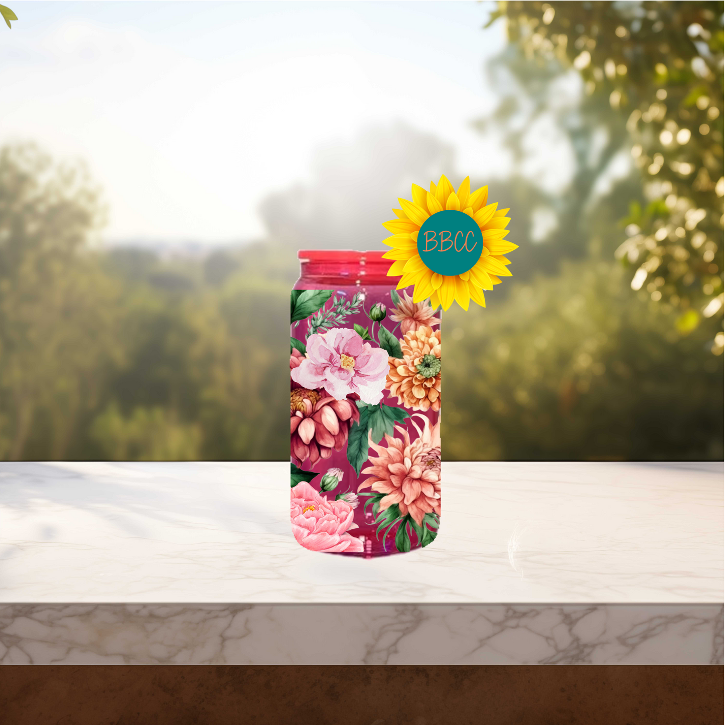 Watercolor Florals 16oz Stainless Steel or Plastic Tumbler