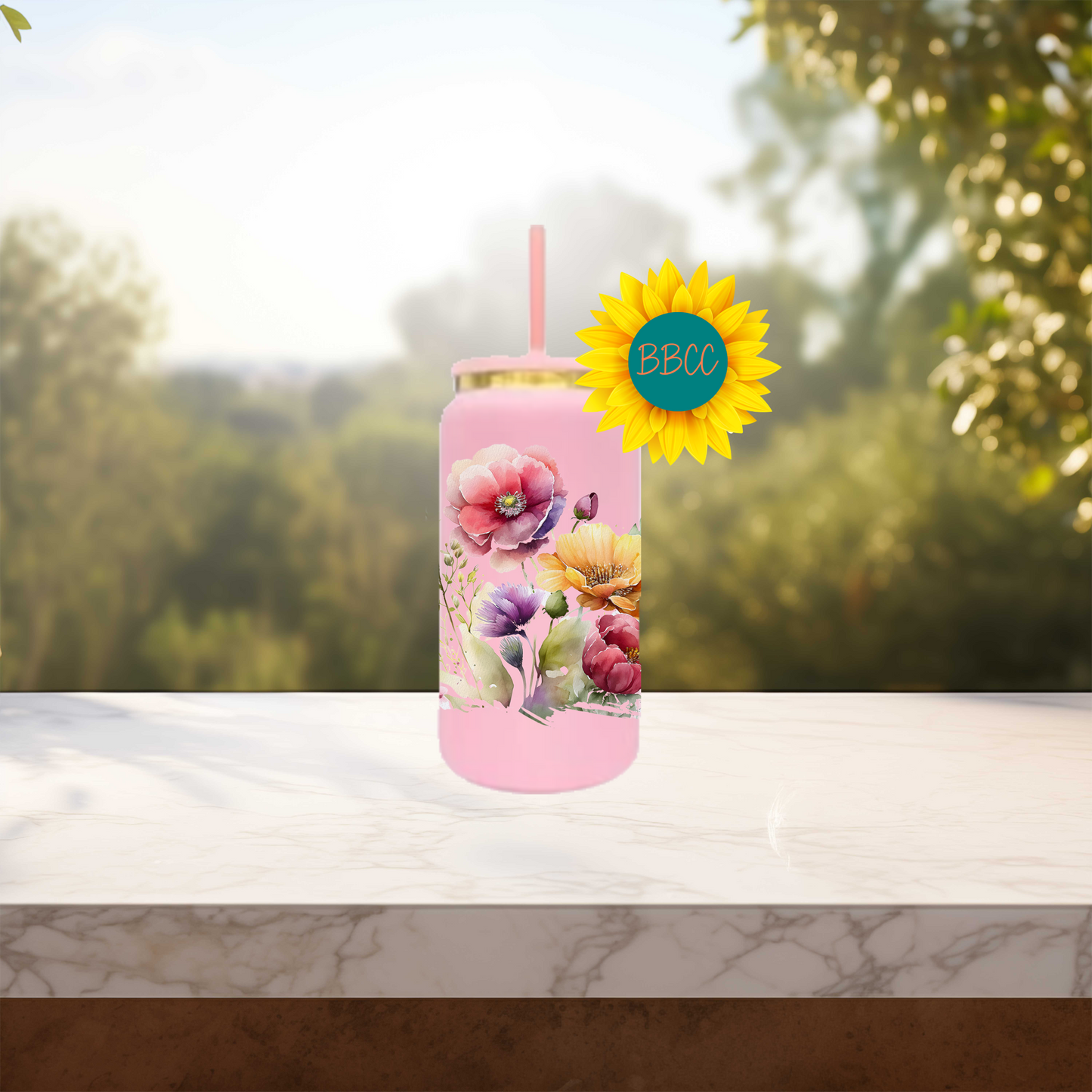 Floral Bouquet 16oz Stainless Steel or Plastic Tumbler