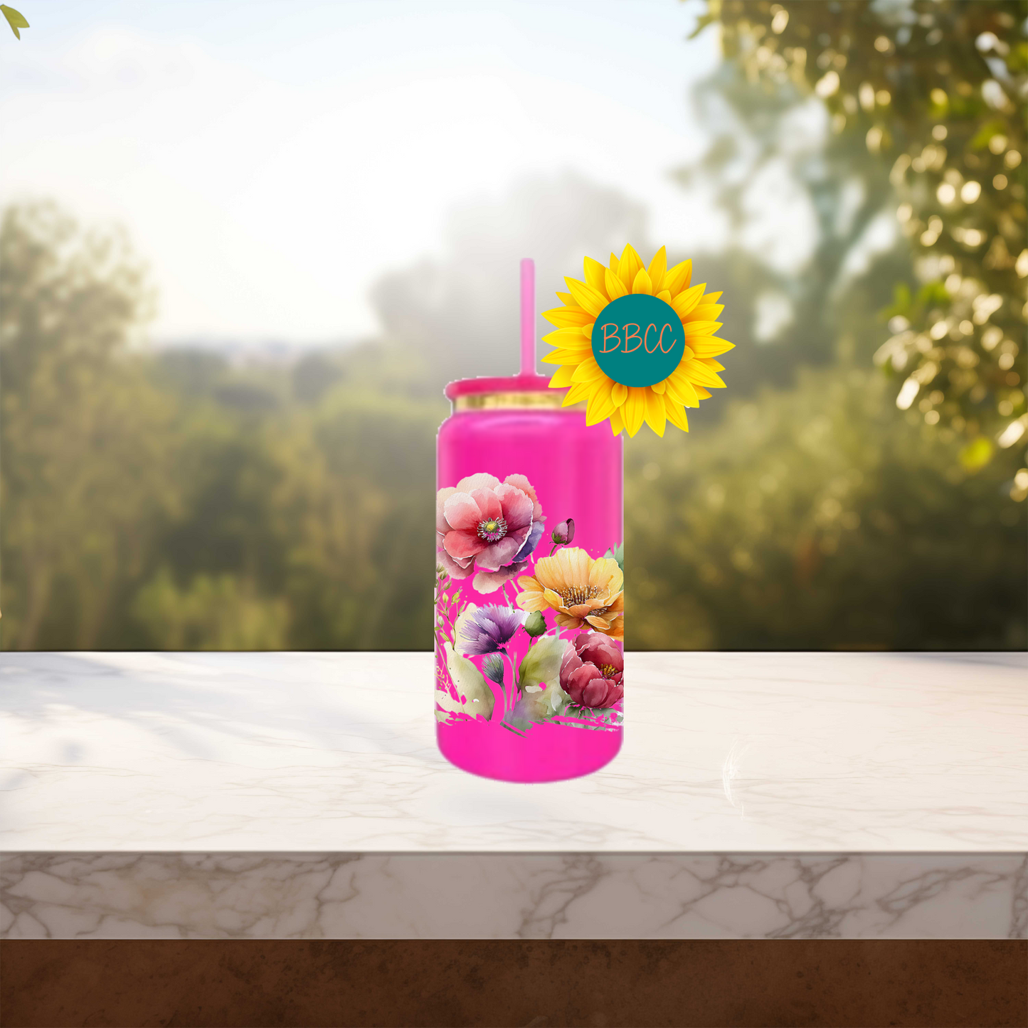 Floral Bouquet 16oz Stainless Steel or Plastic Tumbler