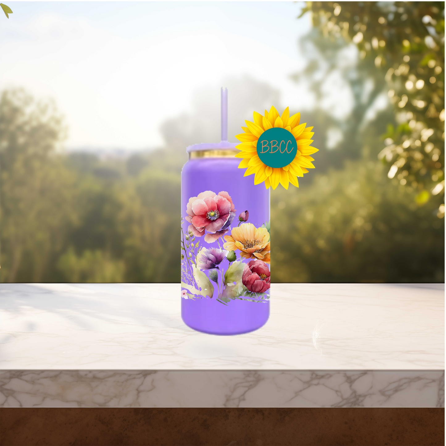 Floral Bouquet 16oz Stainless Steel or Plastic Tumbler