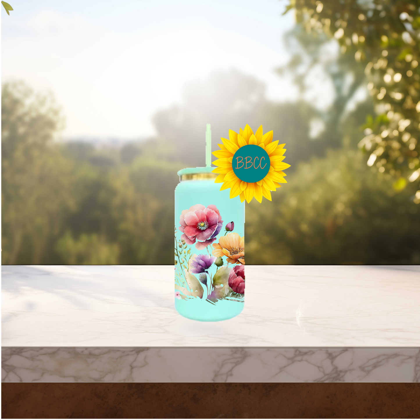 Floral Bouquet 16oz Stainless Steel or Plastic Tumbler
