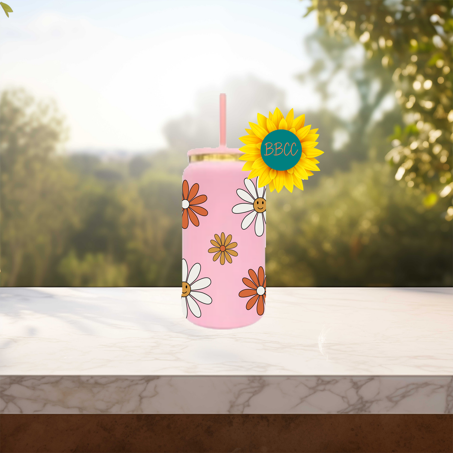 Daisies 16oz Stainless Steel or Plastic Tumbler