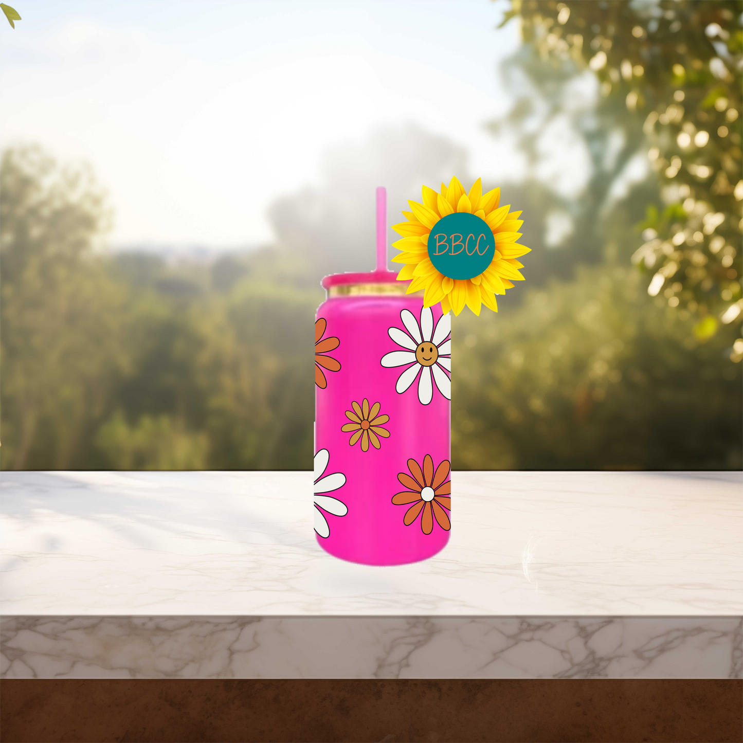Daisies 16oz Stainless Steel or Plastic Tumbler