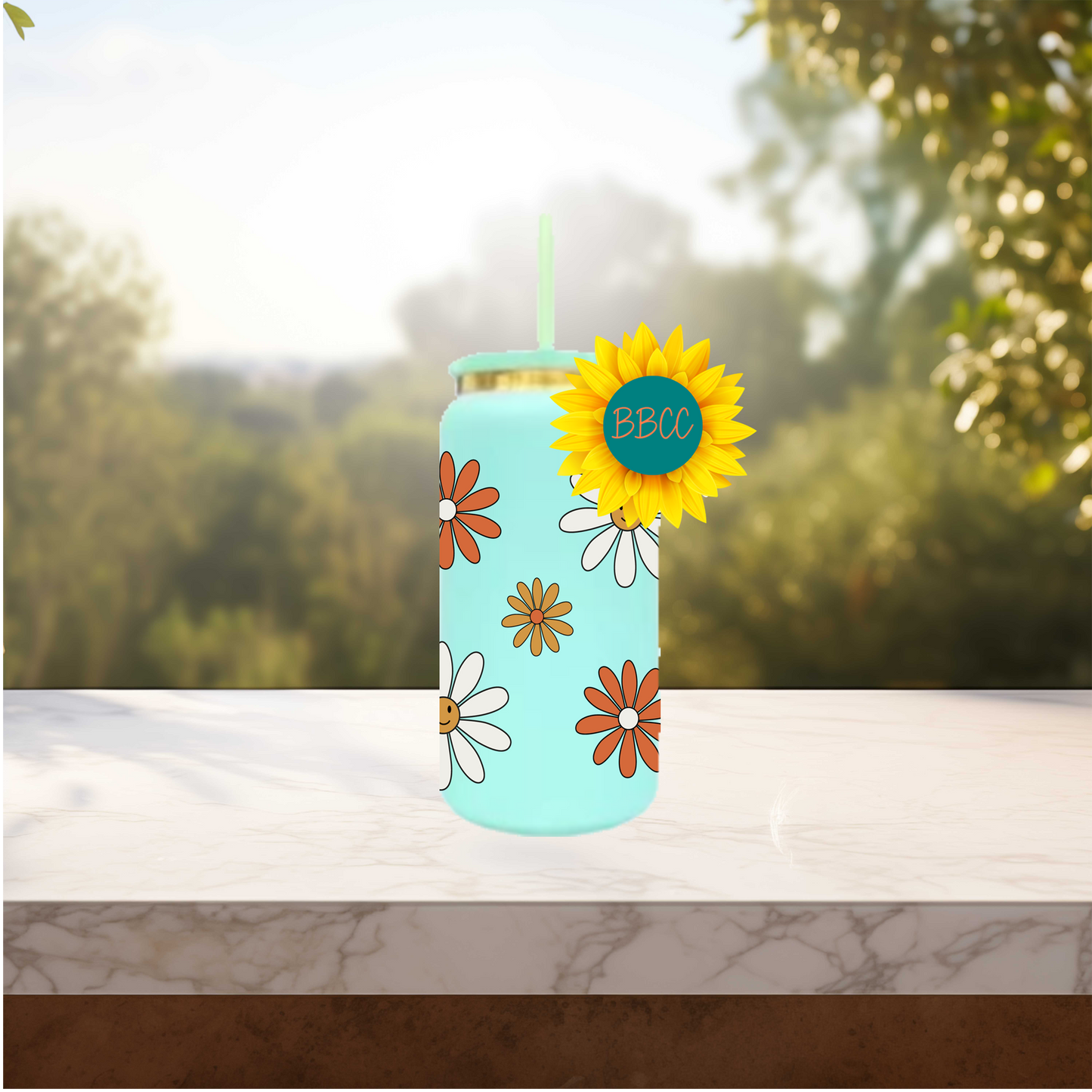Daisies 16oz Stainless Steel or Plastic Tumbler
