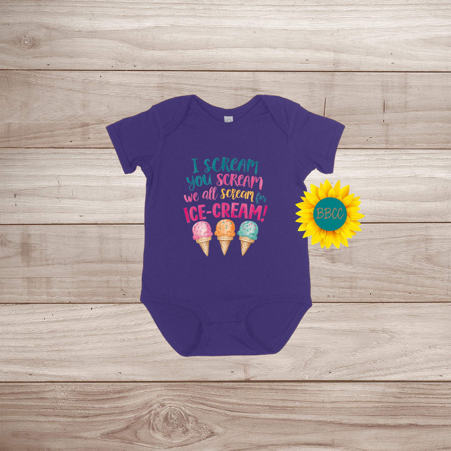 Baby Ice Cream Screams Short Sleeve Romper