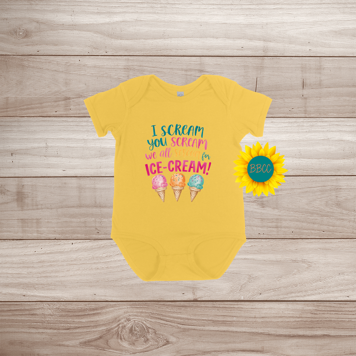 Baby Ice Cream Screams Short Sleeve Romper