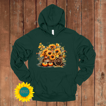 Wheelbarrow Sunflowers Hoodie
