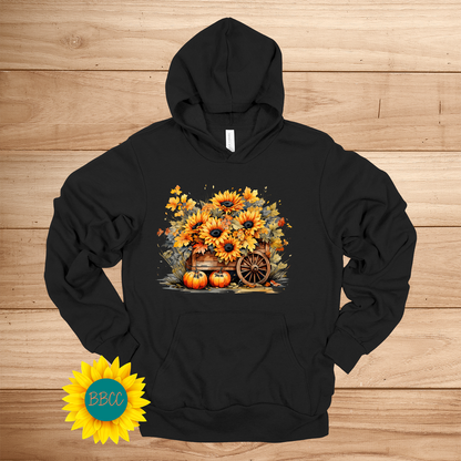 Wheelbarrow Sunflowers Hoodie