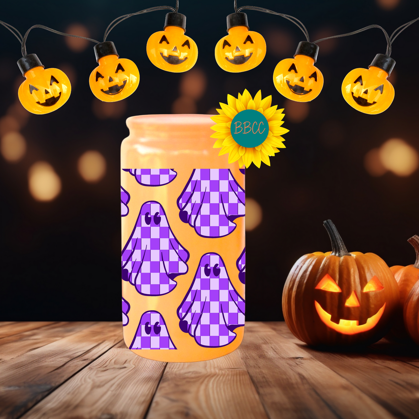 Purple Checkered Spirits Glow Tumbler