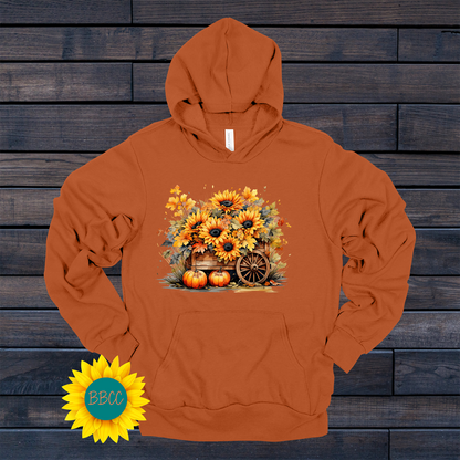 Wheelbarrow Sunflowers Hoodie