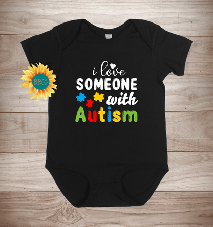 Baby Autism Awareness Love Someone Short Sleeve Romper