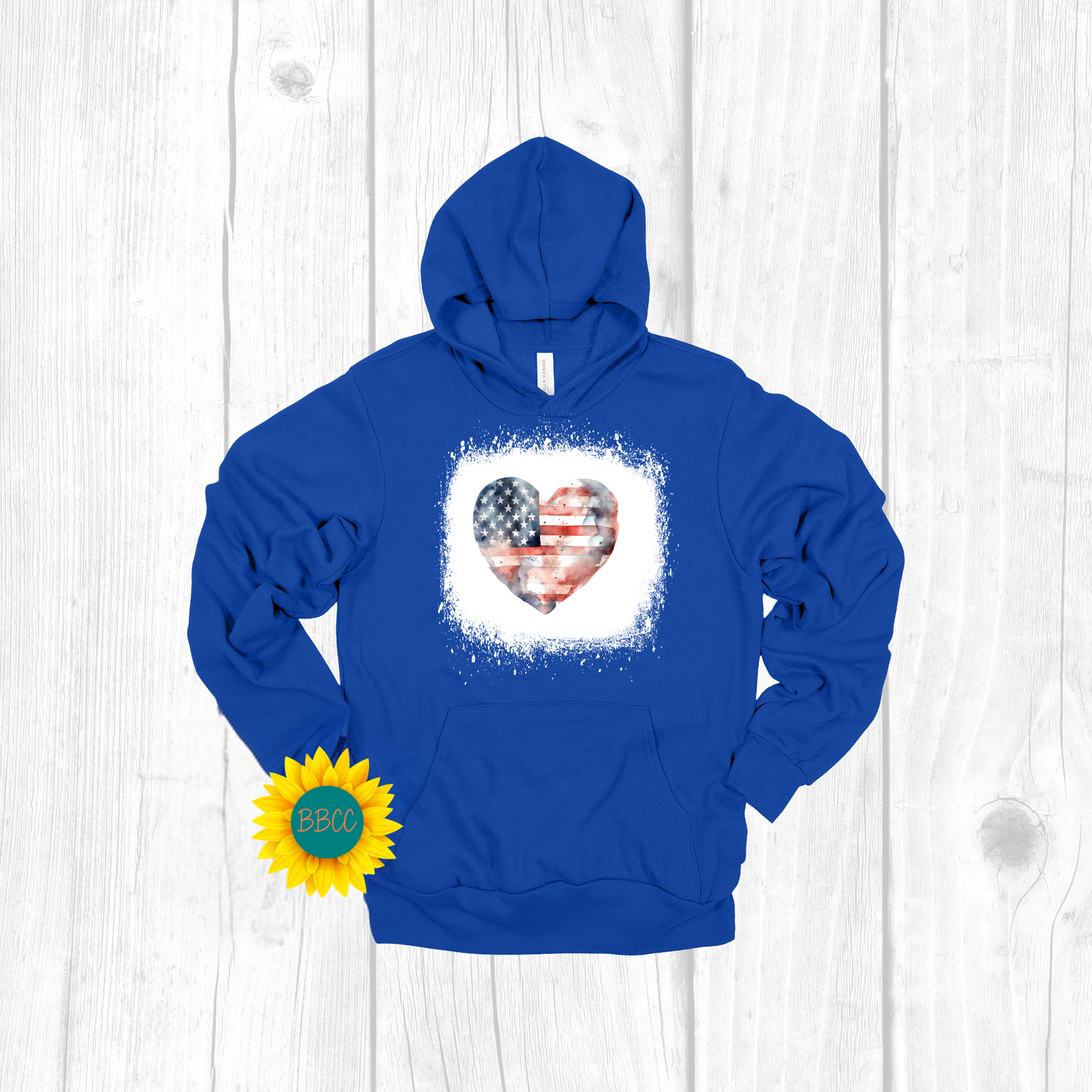 Adult Flag Heart Hoodie