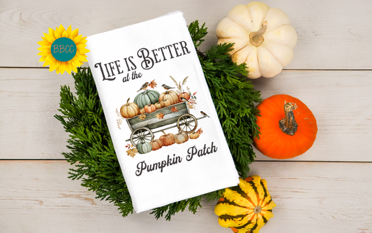 Pumpkin Patch Wagon Tea Towel