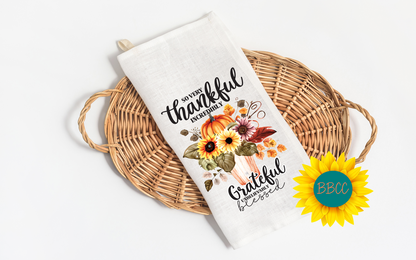 Thankful, Grateful and Blessed Tea Towel