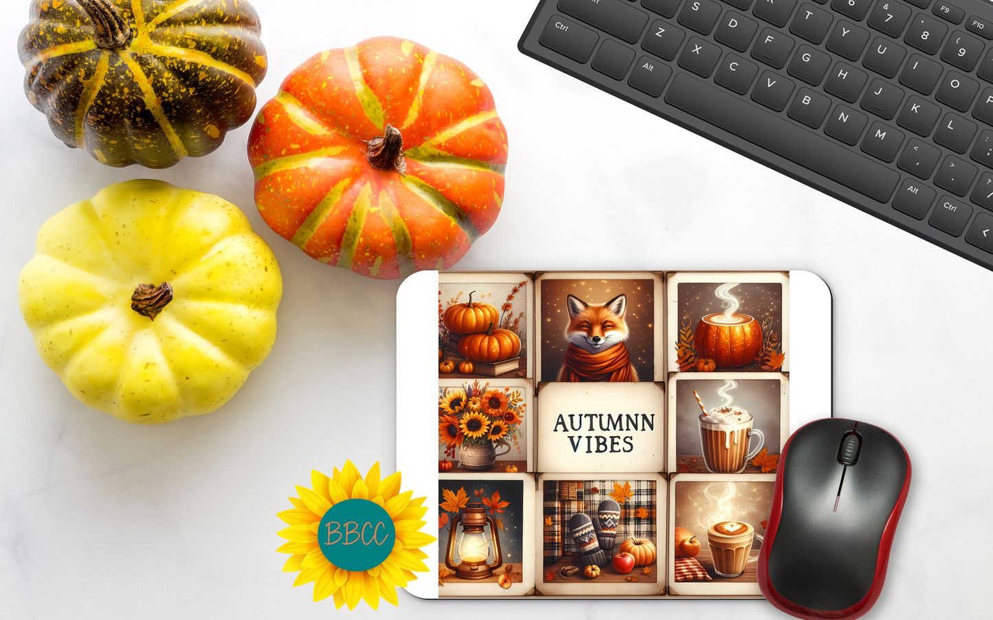 Autumn Vibes Collage Mouse Pad