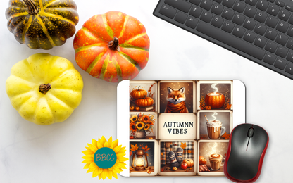 Autumn Vibes Collage Mouse Pad
