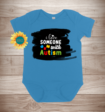 Baby Autism Awareness Love Someone Short Sleeve Romper