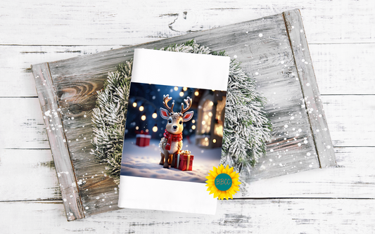 Cute Deer with a Gift Tea Towel