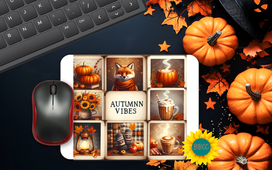 Autumn Vibes Collage Mouse Pad